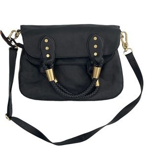 Romeo and Juliet Couture Flapover Faux Leather Black Handbag